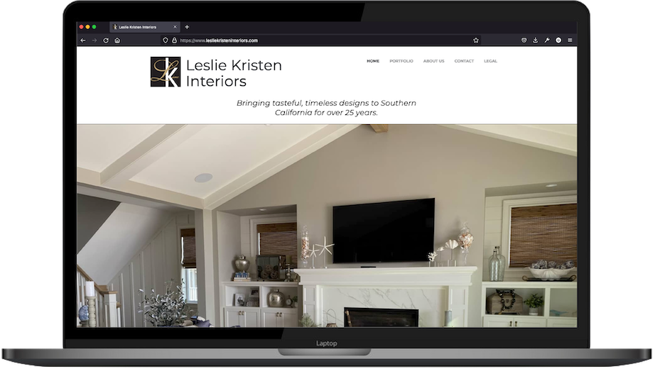 Screenshot of our client's webpage - Leslie Kristen Interiors.